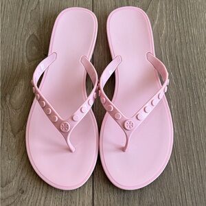Pink Tory Burch studded sandals